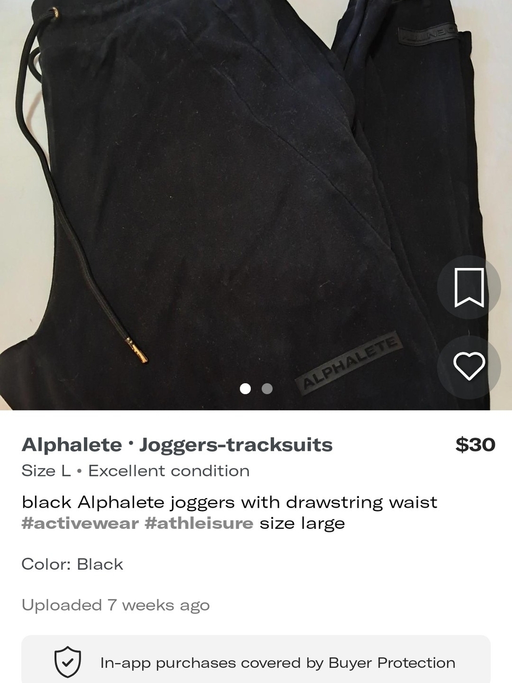 Alphalete Black Track Joggers with Drawstring